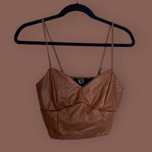 Faux leather crop top